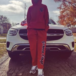 Juniors 24’ Agee Red Elite Letterman Jogger Set